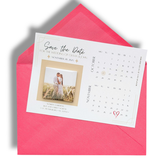 Button Magnet invitation card  - Large with envelope
