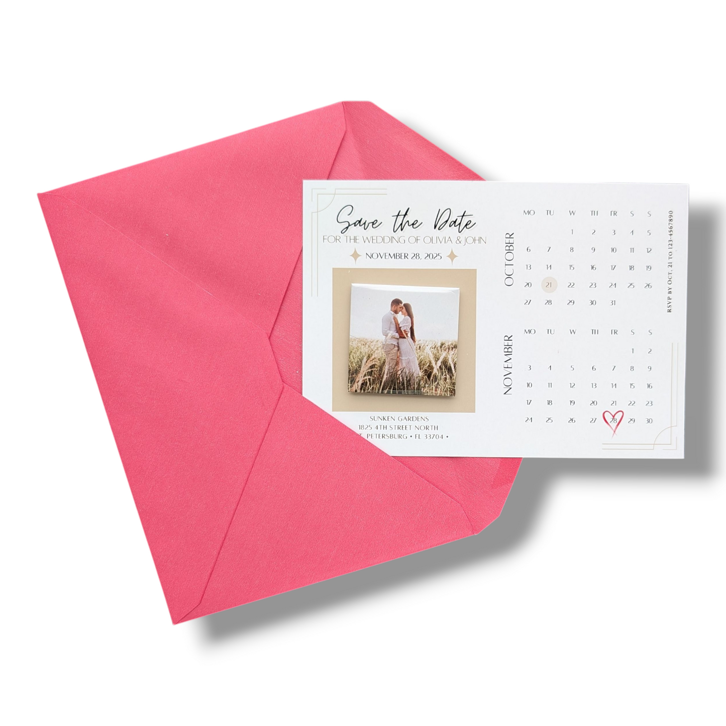 Button Magnet invitation card  - Large with envelope